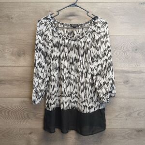 AB Studio Sheer Blouse with Elastic Neck and Sleeves Women's Size Small